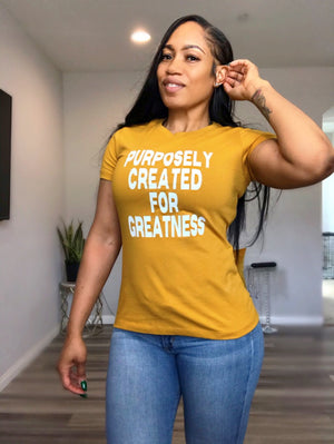 PURPOSELY CREAED FOR GREATNESS - Women's Fitted Tee